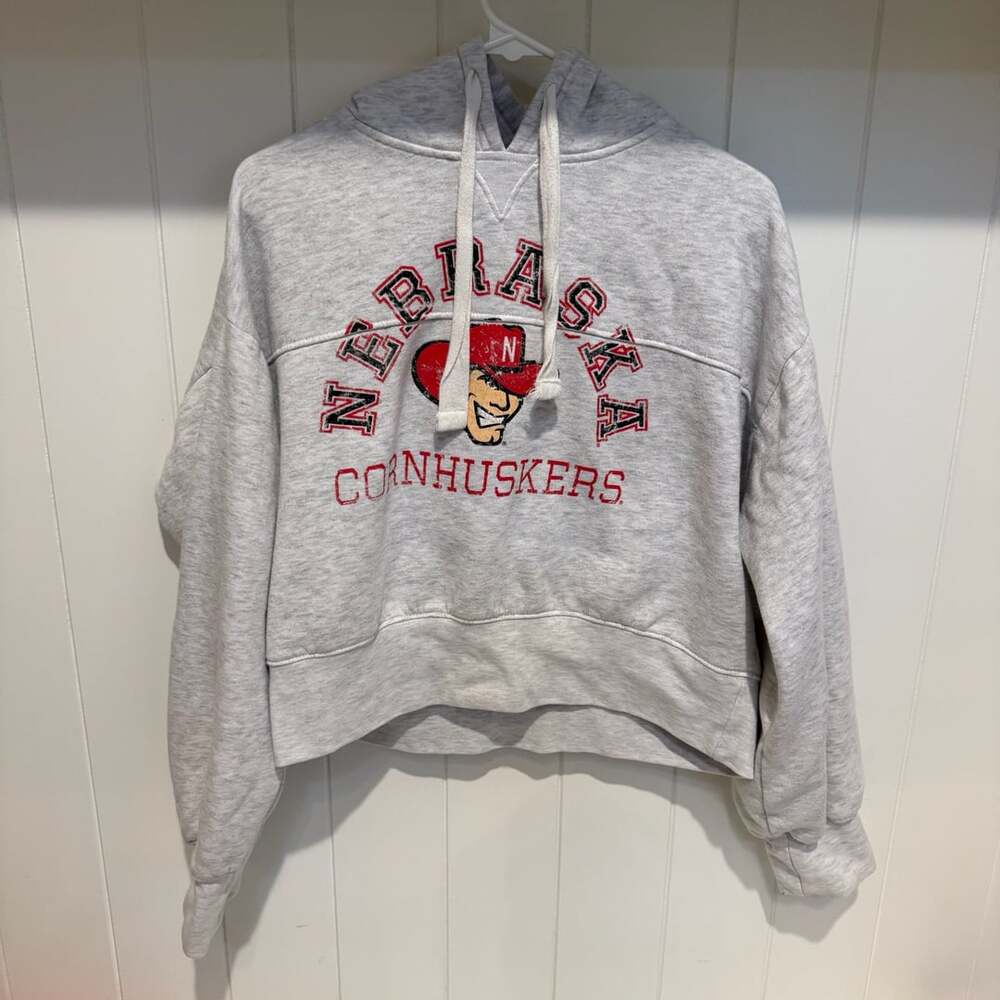 Russell Nebraska Cornhuskers XL 16-18 Gray Cropped Hoodie